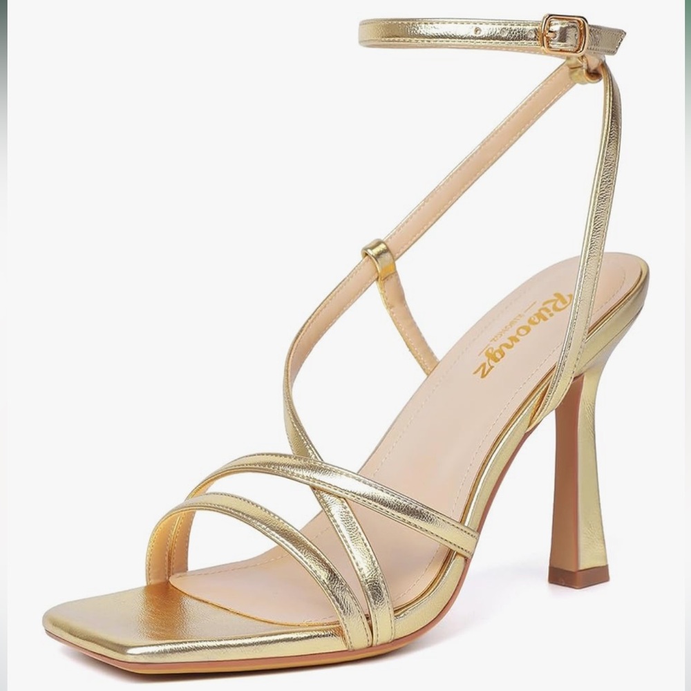 NWT Gold Strappy Heeled Sandals